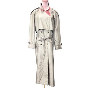 J. Gallery Light Shimmer Gold Double Breasted Trench Coat Womens Size 11/12